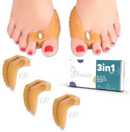 Haluto 3 Paare / 6 Stück Zehenspreizer - Hallux Valgus Korrektur - Zehenspreizer Hallux Valgus - Ballenzehen korrektur - Zehentrenner - Silikon Toe Separator - Bunion corrector - Toe spacer