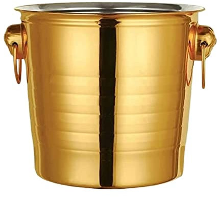 Wine Bucket Ice Tub Ice Bucket Wine Bucket Ice Bucket Thickened Stainless Steel Bar Champagne Wine Cooler Bucket With Handle Champagne Bucket Beer Bucket Drinks Bucket ( Color : Gold , Size : 3L )