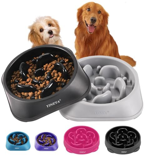 YINEYA 2 Stück Langsame Fütterung Hundenapf, Anti Schling Interaktiver Hundenapf,Antischlingnapf Hunde, Hundezubehör, Das Fressen verlangsamt, Labyrinth-Hundepuzzle-Feeder für Mittelgroße Rassen