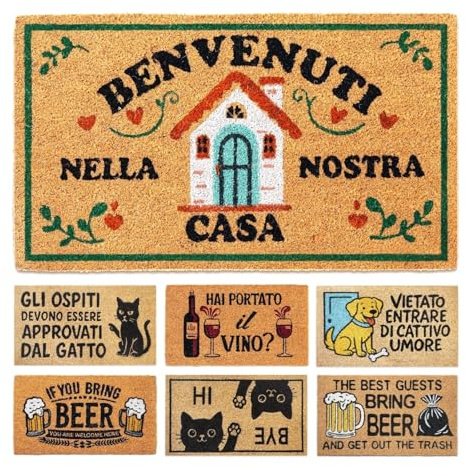 LUA VIKA Paillasson Exterieur Entree, Tapis Entree Exterieur Absorbant et antidérapant, paillassons pour entrée, Tapis Coco Interieur, paillasson Coco Original, 40x70 cm, Benvenuti