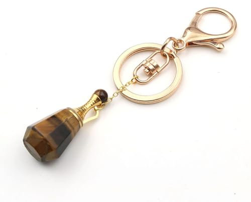 Tesselite Natürlicher Amethyst, facettiert, gelber Kürbis, Parfümflasche, Diffusor, Rauchquarz, Rosenquarz, personalisierter Schlüsselanhänger, Anhänger, Unisex-Schmuck, Tigerauge, Einheitsgröße