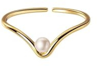 Ring Ringe Damen Bijouterie Herren 925 Einfacher V-Förmiger Runder Perlen-Einstellbarer Damenring Für Hochzeit, Statement, Edler Schmuck