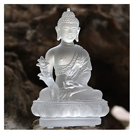 Jian1004 Heimdekoration, Zen-Buddha, Heimeinrichtung, Tempel, Veranda, Weihe, antike Glas-Buddha-Skulptur, Tischdekoration,Gartenskulptur(Weiß)