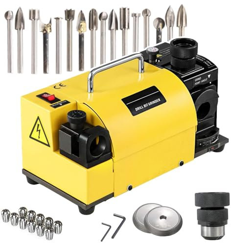 SNBGRYE Affilatrice per Punte, Macchina per Affilatura Professionale per Punte da 3-13 mm, con 11 Mandrini + 2 Mole Abrasive (CBN, SDC), Utensile Portatile per Affilare Punte Elicoidali