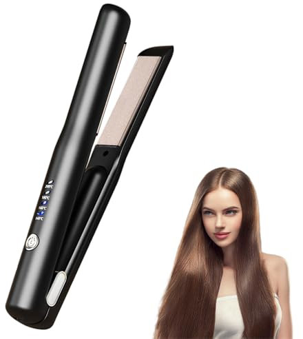 AVCXEC Cordless Hair Straighteners, 2in1 Mini Hair Straightener and Curler, Travel Hair Straighteners USB Rechargeable, Portable Straightener with 4 Temp Levels, Effective for Straightening&Curling