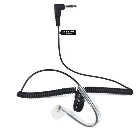 HYS 3,5mm Klinke Ohrhörer Schallschlauch, Symmetrischer Armatur Kopfhörer | One Ear, Kopfhörer Headset für Funkgeräte Lautsprechermikrofonen (Schwarz)