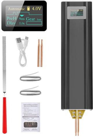 Punktschweißgerät für Akkus,Mini Schweißgerät 80 einstellbare Leistungsstufen, max. 800 A, 5000-mAh-Akku, OLED-Display, Typ-C-Ladeanschluss, NiCd-Akkus und 0,1–0,2 mm Nickelbleche für DIY