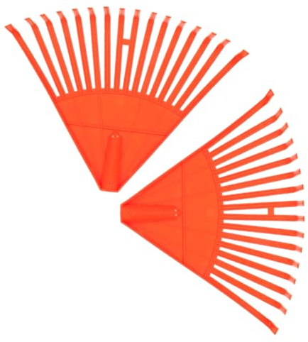 COOPHYA Rastrillo De Jardín Plástico 16 Dientes para Hojas y Césped Hogar Exterior 2 Piezas Naranja Herramienta Resistente para Limpiar y Desbrozar Jardín
