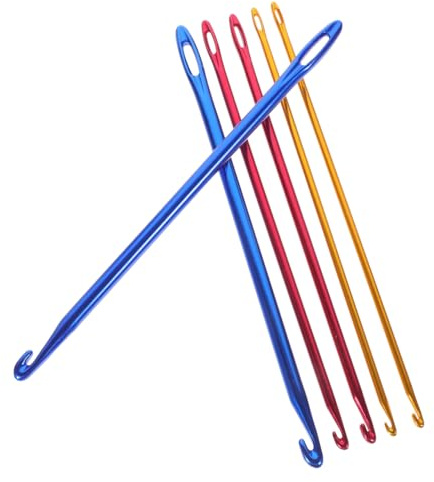Gatuida 6 Pièces Lot de Crochets Aluminium avec Grand Œil Aiguilles à Tricoter Longues pour Crochet Tricotage Main Outil Léger et Sûr pour Débutants et Experts