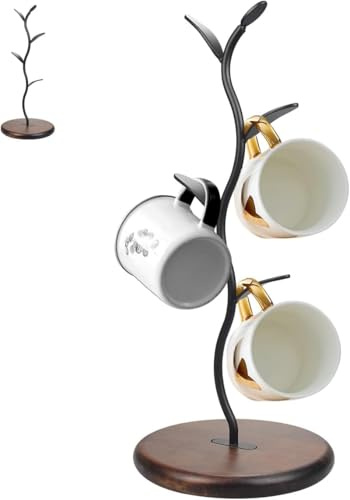 Mi hogar Mug Holder Stand, Countertop Mug Tree, Coffee Pod Holder with Mug Rack, Coffee Counter Bar Accessory & Kitchen Organizer