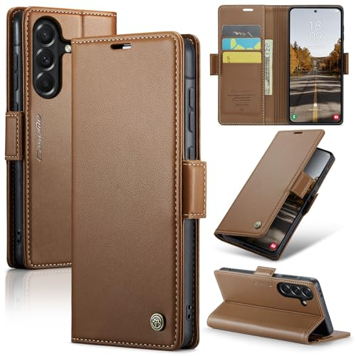 Rerzoiro Funda para Samsung Galaxy A37, Funda de Cierre Magnético, Cartera de Cuero PU con [Bloqueo RFID], Soporte, Ranura para Tarjetas, Carcasa de Libro, Case para Samsung Galaxy A37, Marrón