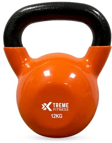 Xtreme Fitness Premium Kugelhantel 4-24 kg mit Vinyl beschichtung | Massive Gusseisen Kettlebell mit ergonomischem Griff, Robuste Hantel für Kraft Training, für CrossFit, HIIT und Home Gym