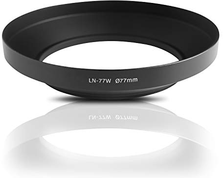 Lens hood made metal (aluminum). For screwing in and for wide-angle lenses. For Canon Sony Nikon Pentax Olympus Leica Fujifilm Panasonic (77mm)