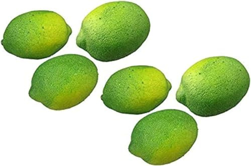 GMMH Künstliche Grüne Zitrone/Limette, 6 Stück - Lebensechtes Plastikobst, Limetten Plastikfrucht, Kunstobst, Frucht, Dekoration, Schaufenster, Haushalt, Küche, Hotel, Grüne Zitronen, Lime 6 Pack