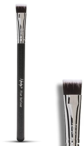 Nanshy Flat Definer Brush - Flat Eyeliner Brush - Flat Eyeshadow Brush - Square Thin Top - Brow Tint - Eyebrow Concealer, Black Wood Handle