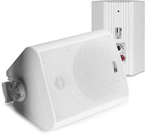 PD BC50V White 5.25-Inch Passive Speaker Set - IP56 Waterproof Outdoor Speakers, 100V/8 Ohm, Wall-Mountable with Swivel Brackets, Perfect for Gardens, Patios, and Commercial Audio Systems