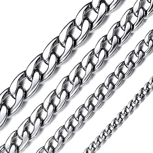 ChainsHouse Cadena Eslabones Hombre Collar Cadenas Rap 9mm Ancho 46cm Largo Cadena de Chico Regalo Hijo Novio Cumpleaños
