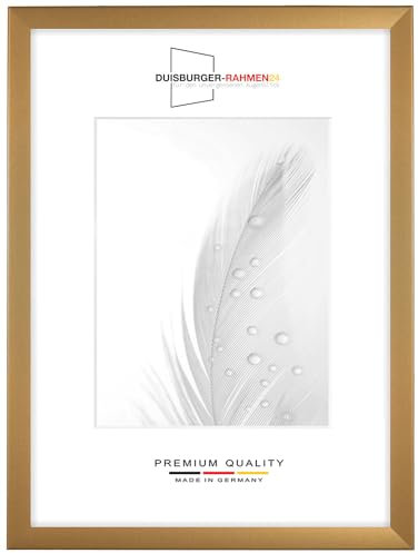 DR24 Marco de fotos de 24 x 32 (dorado sencillo), marco de madera de densidad media de 35 mm de ancho, incluye cristal sintético antirreflectante, pared trasera estable, pasadores de flexión y ganchos