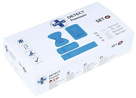 HierBeiDir Set de Pansement adhésif Detect, extra flexible et extensible, respirant, doux pour la peau, hypoallergénique, 50 pièces, pour articulations