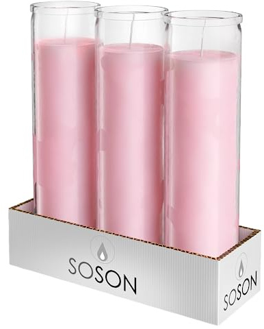 Simply Soson Pink Devotional Prayer Candle 2x8, Glass Jar, 3 Pack