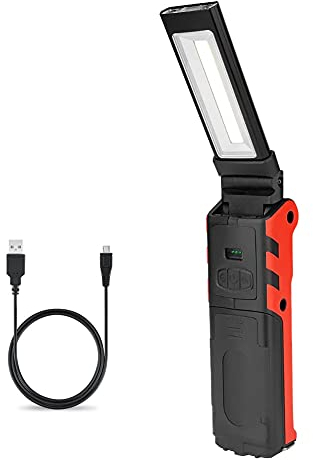 WINDFIRE Lampada da lavoro a LED COB Torcia manuale ricaricabile USB da 80000 lumen, torcia da lavoro per ispezione con base magnetica e gancio per appendere torcia per riparazione auto, emergenza