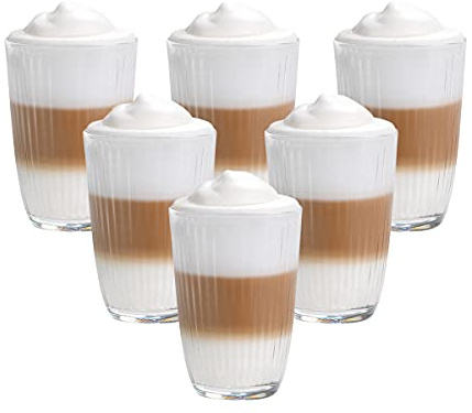 Vitrea 6er Set Latte Macchiato/Kaffee-Gläser - 370ml Trinkgläser (6 Lineia 370ml)