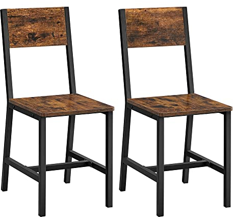 VASAGLE Sedie da Pranzo, Set di 2 Sedie da Cucina, Struttura in Acciaio, Stile Industriale, per Sala da Pranzo, Soggiorno, Cucina, Marrone Vintage e Nero Inchoistro LDC092B01V1