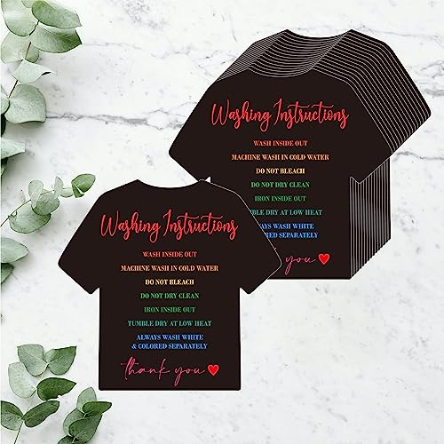 200 PCS T Shirt Washing Instruction Cards, Washing Care Cards Clothes Cleaning Instruction Insert Eye-catching Customer Direction Card for Small Business Online Shop Owner (3.6” x 3.4”)