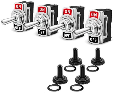 Huamengyuan Interrupteur a Bascule Inverseur Bipolaire Etanche 2 Pièces 15a 250v/20a 125v Positions avec Capuchon étanche pour voitures, caravanes et bateaux