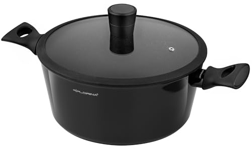 FLORINA Aluminiumkittel (6,1 l) 28 cm I Kokkittel MAGNUM med Silikonglaslock I Non-Stick Beläggning I Kokkittel med Softtouch Handtag I Pastakittel, Soppgryta, Gryta för Kött