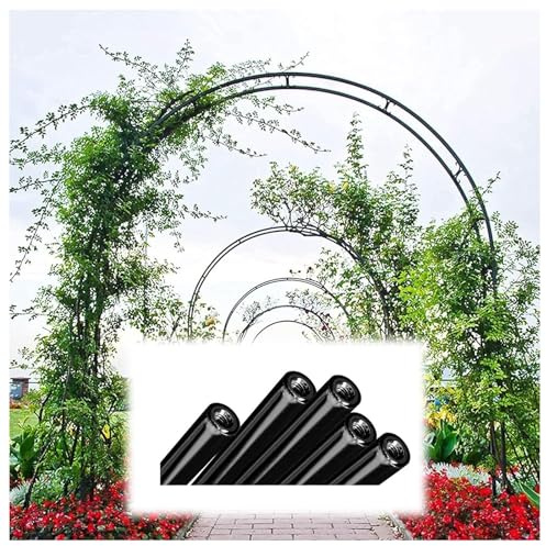 Stabile Metall-Pergola-Laube Mit Sockel, Hochzeitsbogen Für Kletterpflanzen, 19 Mm Verzinktes Rohr, Genießen Sie Ihre DIY-Gartendekoration(Color:Black,Size:140 * 230cm/55.1 * 90.5in)