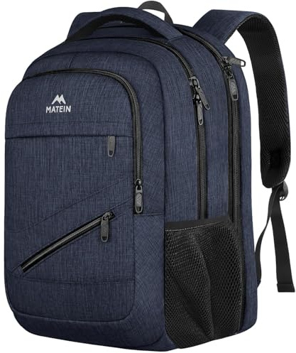 MATEIN Extra Large Laptop Backpack for Men, 50 L Travel Carry On TSA Approved Backpack with Trolley Sleeve, Waterproof Business Work Bag Fits 18.4 Inch Computer Notebook, Dark Blue