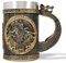 AtSKnSK Jarra de cerveza vikinga de acero inoxidable con un asa, mitología nórdica, martillo de Thor, árbol de la vida, café, jarras vikingas, regalos para hombres y mujeres (Thor Hammer)