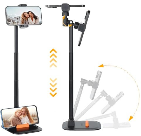 aceyoon Phone Stand for Filming, Height Adjustable Mobile Phone Holder for Desk, Multi-Angel Chat Stand Compatible with iPhone 15 14 13 12 11 Pro Max, Galaxy S23 S22, for Huawei etc