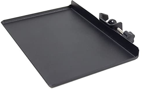 JOINPAYA Clamp Microphone Stand Tray with Sound Card Holder, Dual-position Black Mic Rack for Live Broadcast and Desktop Storage
