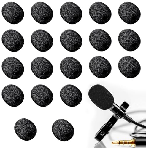 JEYORZY 20 Stück Popschutz Mikrofon, Mikrofon Windschutz, Lavalier Windschutz, Schaumstoff Mikrofon Windschutz, Mini-Mikrofon Headset Windschutzscheibe, für Klein Mikrofon, Lavalier-Kopfhörer, Schwarz