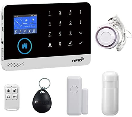 Système de sécurité Domestique, Système d'alarme de sécurité Domestique GSM sans Fil 433 MHz for système d'alarme Domestique Intelligent Tuya avec capteur de Mouvement(B)