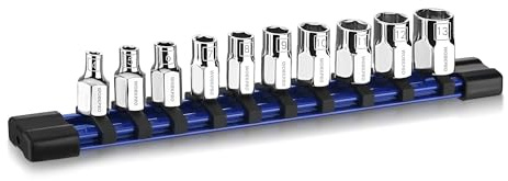 WORKPRO 1/4 Steckschlüsselsatz 10-teilig, Sechskant Stecknuss Set 4-13 mm | aus Cr-V Stahl, mit PVC Aufbewahrungshalter, Steckschlüssel Set für Autos und Maschinenreparaturen