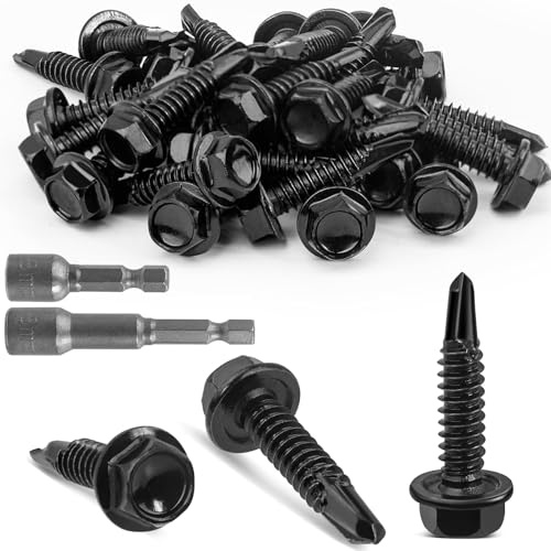 TXXATX M4.8x25 mm Self Drilling Screws for Metal 30 Pcs Hex Head Roofing Screws 410 Stainless Steel Self Tapping Screws Metal with Washers for Plastic Roof Sheet Trapezoidal Sheet Canopies Railings
