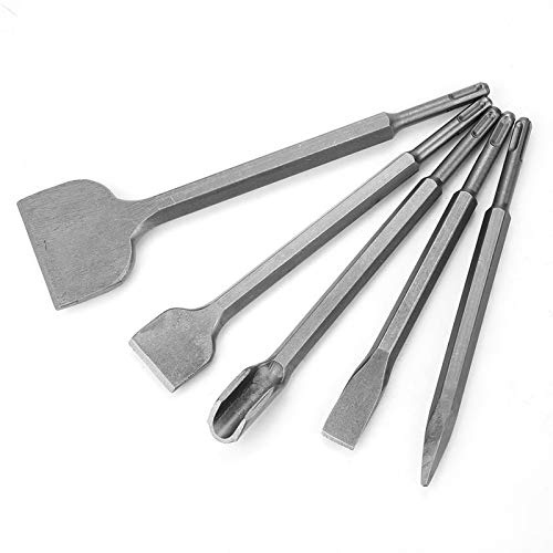 Xixian Set di Scalpelli SDS Plus, Kit di Scalpelli a Martello 5 Pcs per Parete, Cemento, Pietra, con Acciaio Temprato, Martelli Rotanti, Muratura