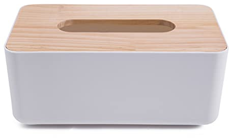 Scatola porta fazzoletti in bambù per il viso, elegante, bianco, per casa, ufficio, bagno e comò, elegante custodia rettangolare per tovaglioli e design ecologico