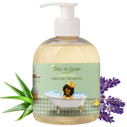 Tails of Glory Natürlich Hundeshampoo & Bio-Shampoo für Hunde – Hundeshampoo Gegen Juckreiz & Hundeshampoo Sensitiv mit Aloe Vera & Lavendelwasser – Vegan – Hunde Sachen, Dog Shampoo