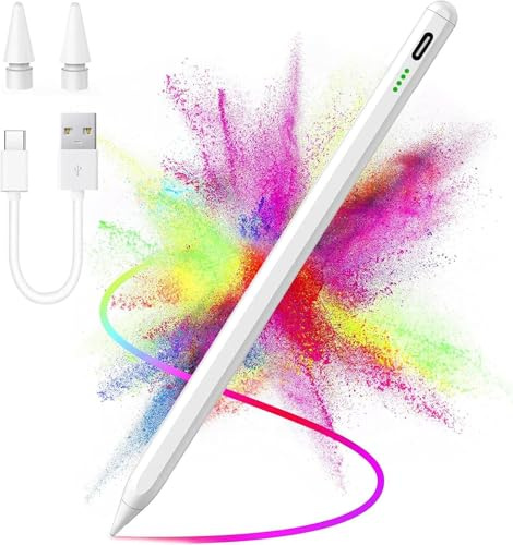 Penna Stylus Compatibile con iPad (10/9/8/7/6 Gen, Pro 11/12.9, Air 3/4/5, Mini 5/6) – Rilevamento Inclinazione & Palm Rejection – Per Disegno & Note
