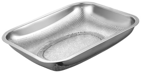 Gadpiparty Cesta de Escurrido Cuadrada de Acero Inoxidable 201 de 325X255 CM para Lavar Verduras y Frutas Cesta de Almacenamiento Drenaje Rápido y Ventilación Eficaz Adecuado para Cocina