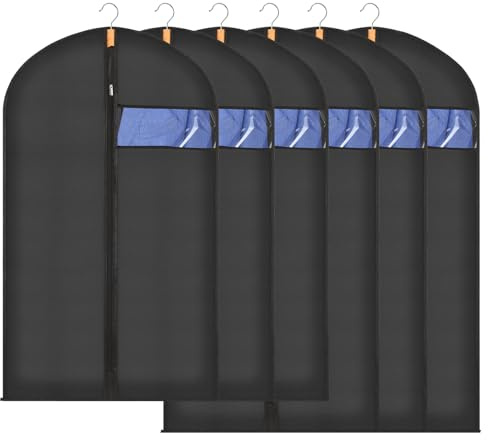 Sevenpers 6 Stück Kleidersack Anzug 120/100 x 60 cm Kleiderhülle Schwarz