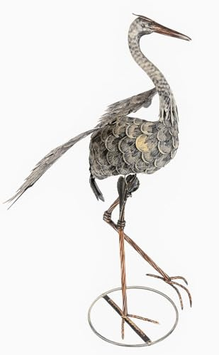 PALAZZO INT Heron Metal Heron Bird Scarer Garden Ornament 90 CM Brown Unfinished Outdoor Realistic Free-Standing Iron Sculpture