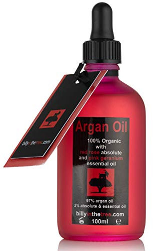 Pure Argan Oil with Red Rose Absolute and Pink Geranium Essential Oil.100% Organic. 100ml. For Face, Body, Hair.