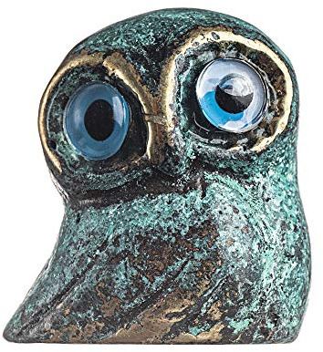 Beautifulgrekstatyer uggla av Atens visdom massiv brons grekisk grönguld handgjord miniatyr