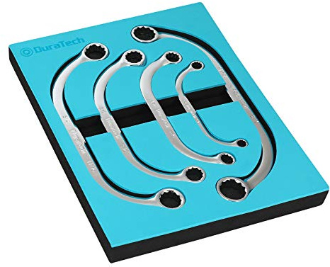 DURATECH Half Moon Box Wrench Set, SAE, 5-Piece, 5/16'' to 7/8'', 12 Point, CR-V Steel, with EVA Foam Tool Organizer