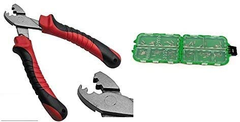 Klemmhülsen Set mit Hülsenzange und ca. 100 Quetschhülsen 0,4 mm-2,5mm Innendurchmesser + gratis Petri Heil! Aufkleber